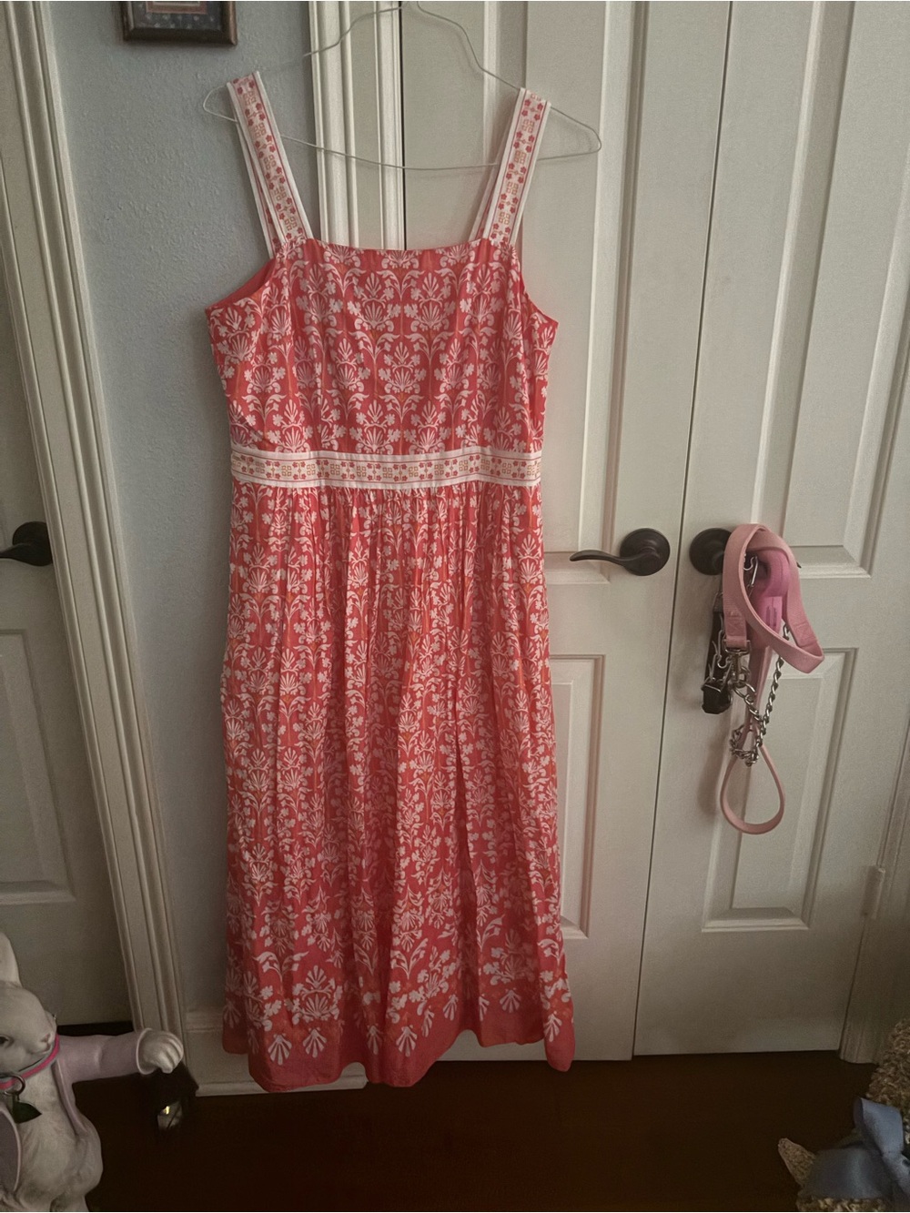 Talbots Coral and White Floral Maxi Dress